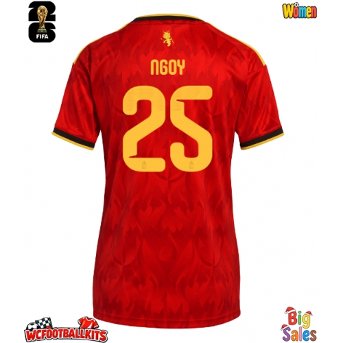 Belgium Nathan Ngoy #25 Replica Home Stadium Shirt for Women World Cup 2026 Short Sleeve